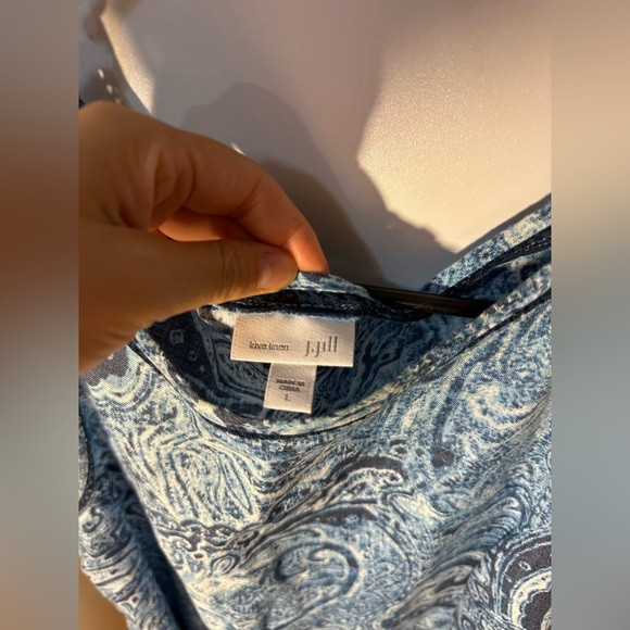 J. Jill 100% Linen Sleeveless Dress with Pockets – Blue Paisley – Size large - Picture 4 of 7